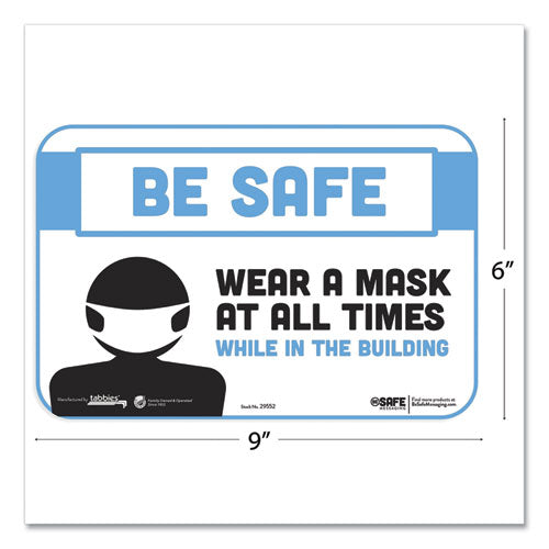 Besafe Messaging Education Wall Signs, 9 X 6,  "be Safe, Wear A Mask At All Times While In The Building", 3-pack
