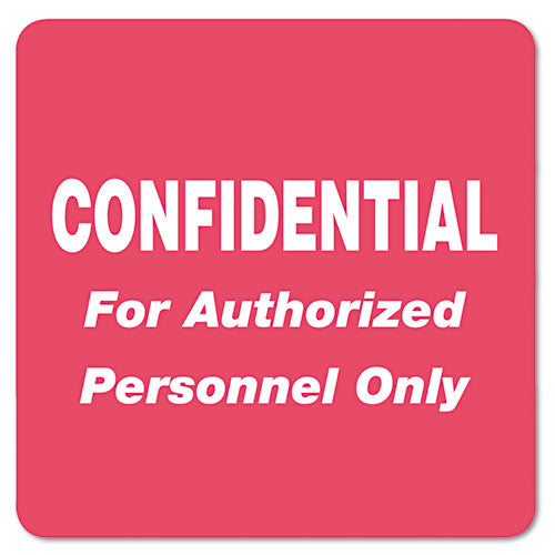 Hipaa Labels, Confidential For Authorized Personnel Only, 2 X 2, Red, 500-roll