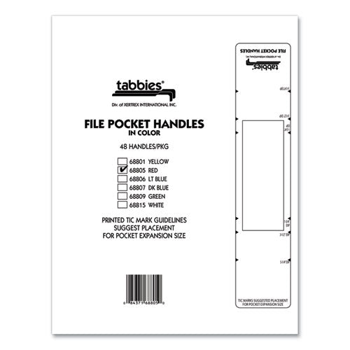 File Pocket Handles, 9.63 X 2, Red-white, 4-sheet, 12 Sheets-pack