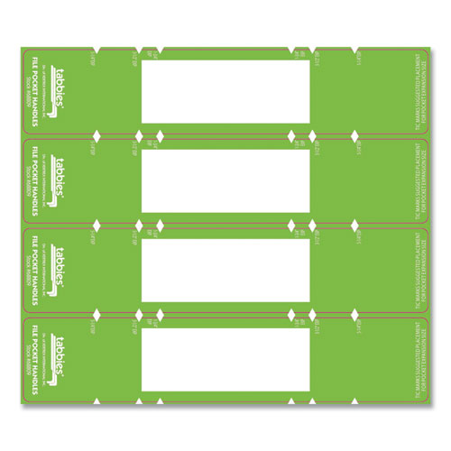 File Pocket Handles, 9.63 X 2, Green-white,  4-sheet, 12 Sheets-pack
