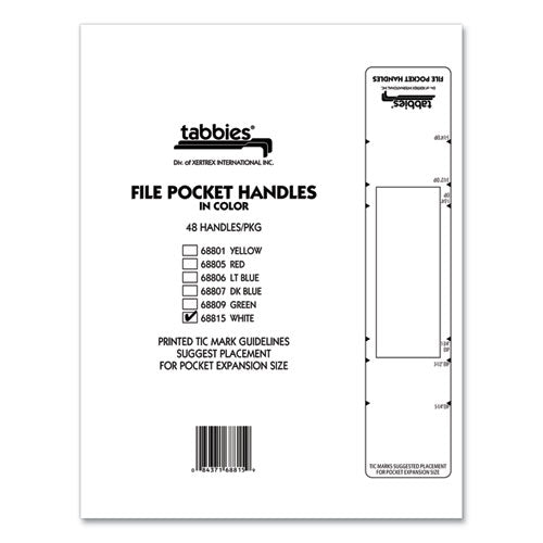 File Pocket Handles, 9.63 X 2, White, 4-sheet, 12 Sheets-pack
