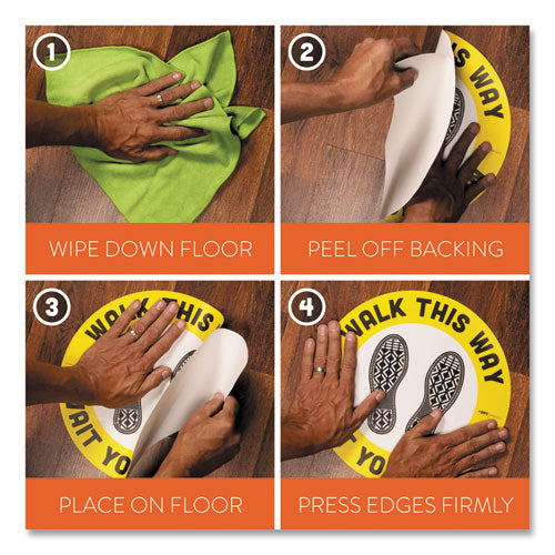 Besafe Messaging Floor Decals, Be Smart Stand Apart; Knife-fork; Thank You, 12" Dia., Green-white, 60-carton