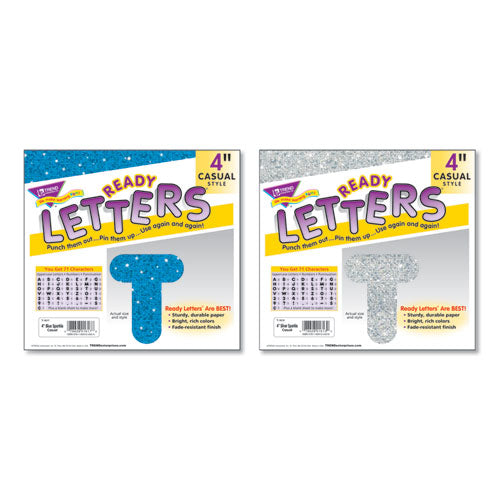 Ready Letters Sparkles Letter Set, Blue Sparkle, 4"h, 71-set