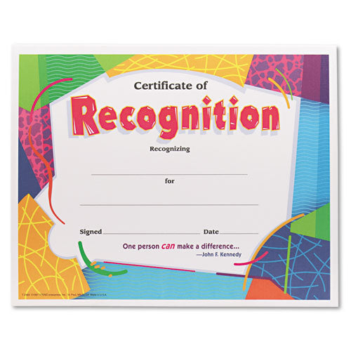 Certificate Of Recognition Awards, 8-1-2 X 11, 30-pack