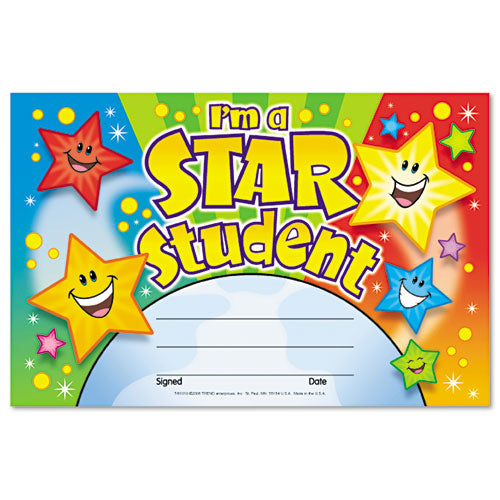 Recognition Awards, I'm A Star Student, 8.5w By 5.5h, 30-pack
