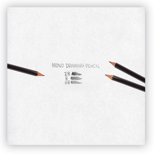 Drawing Pencil Set, 2 Mm, Assorted Lead Hardness Ratings, Black Lead, Black Barrel, 3-pack