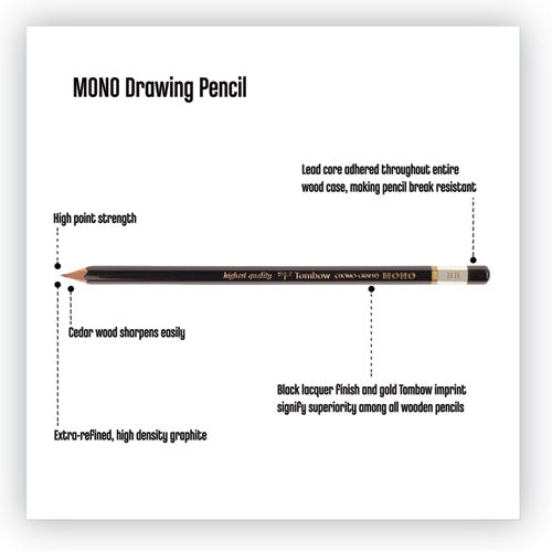 Drawing Pencil Set, 2 Mm, Assorted Lead Hardness Ratings, Black Lead, Black Barrel, 3-pack
