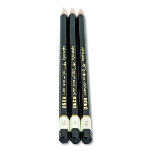 Drawing Pencil Set, 2 Mm, Assorted Lead Hardness Ratings, Black Lead, Black Barrel, 3-pack