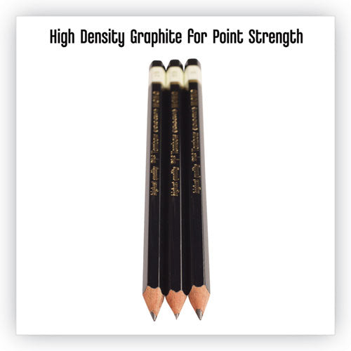 Drawing Pencil Set, 2 Mm, Assorted Lead Hardness Ratings, Black Lead, Black Barrel, 3-pack