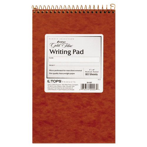 Gold Fibre Retro Wirebound Writing Pads, 1 Subject, Medium-college Rule, Red Cover, 5 X 8, 80 Sheets