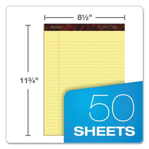 Gold Fibre Writing Pads, Wide-legal Rule, 8.5 X 11.75, Canary, 50 Sheets, Dozen
