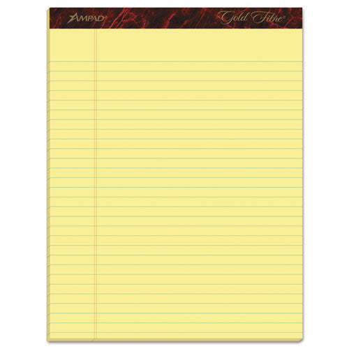 Gold Fibre Writing Pads, Wide-legal Rule, 8.5 X 11.75, Canary, 50 Sheets, Dozen