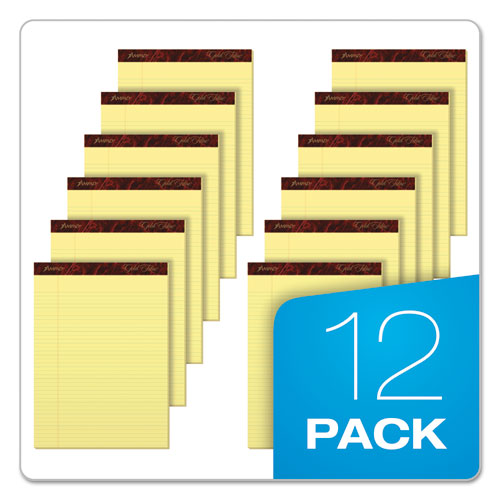 Gold Fibre Writing Pads, Narrow Rule, 8.5 X 11.75, Canary, 50 Sheets, Dozen