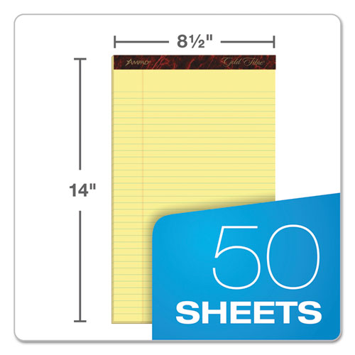 Gold Fibre Writing Pads, Wide-legal Rule, 8.5 X 14, Canary, 50 Sheets, Dozen