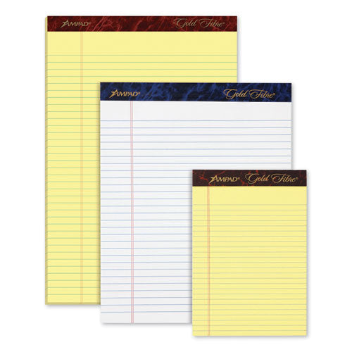 Gold Fibre Writing Pads, Wide-legal Rule, 8.5 X 14, Canary, 50 Sheets, Dozen