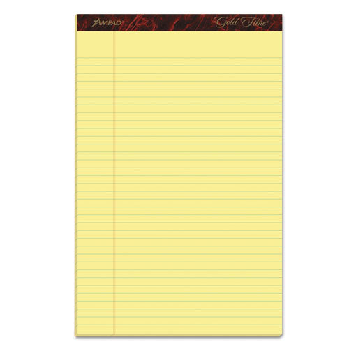 Gold Fibre Writing Pads, Wide-legal Rule, 8.5 X 14, Canary, 50 Sheets, Dozen