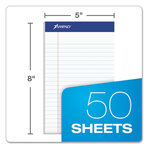 Recycled Writing Pads, Narrow Rule, 5 X 8, White, 50 Sheets, Dozen