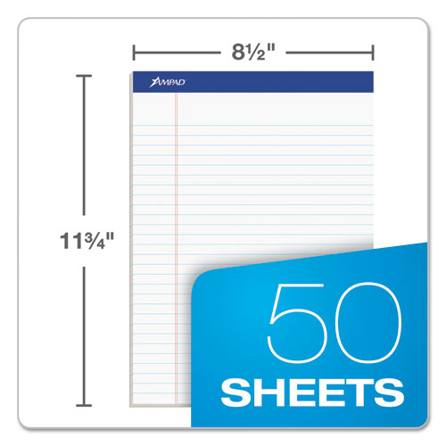 Recycled Writing Pads, Wide-legal Rule, 8.5 X 11.75, White, 50 Sheets, Dozen