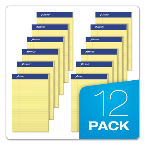Perforated Writing Pads, Narrow Rule, 5 X 8, Canary, 50 Sheets, Dozen