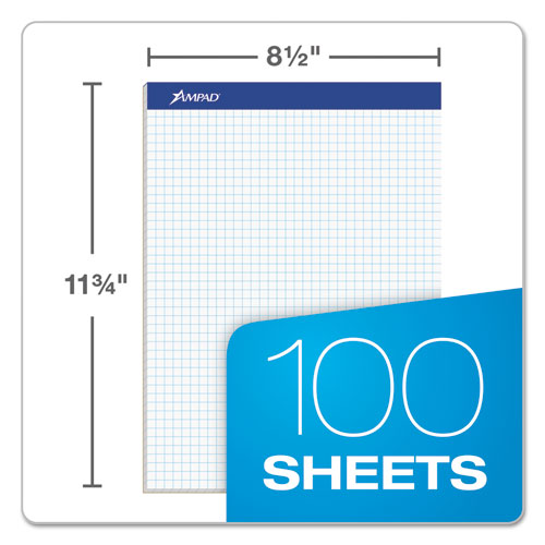 Quad Double Sheet Pad, 4 Sq-in Quadrille Rule, 8.5 X 11.75, White, 100 Sheets