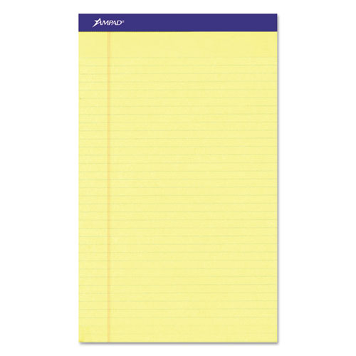 Perforated Writing Pads, Wide-legal Rule, 8.5 X 14, Canary, 50 Sheets, Dozen