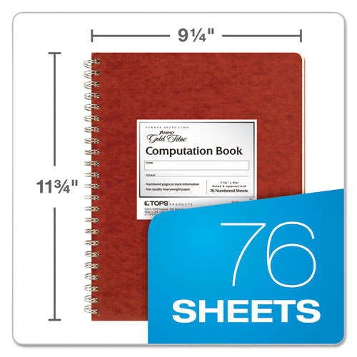 Computation Book, 4 Sq-in Quadrille Rule, 11.75 X 9.25, Antique Ivory, 76 Sheets