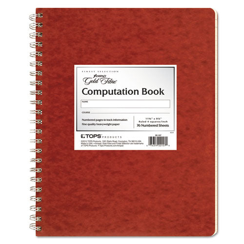 Computation Book, 4 Sq-in Quadrille Rule, 11.75 X 9.25, Antique Ivory, 76 Sheets