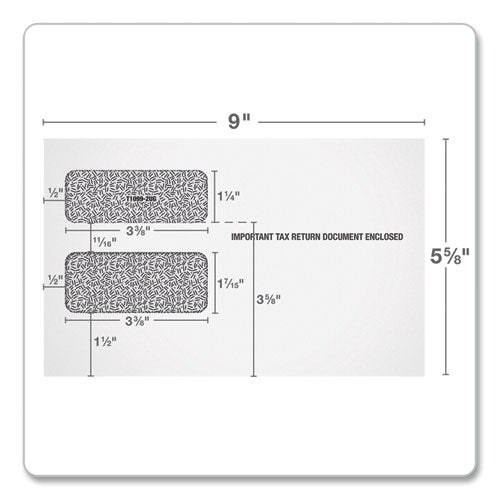 1099 Double Window Envelope, Commercial Flap, Gummed Closure, Contemporary Seam, 5.63 X 9, White, 24-pack