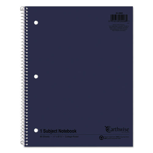 Earthwise By 100% Recycled Single Subject Notebooks, Medium-college Rule, Randomly Assorted Color Covers, 11 X 8.5, 80 Sheets