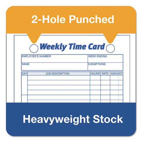 Employee Time Card, Weekly, 4 1-4 X 6 3-4, 100-pack