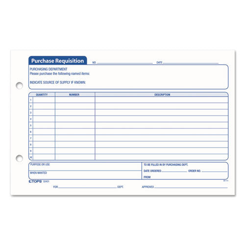 Purchasing Requisition Pad, 5 1-2 X 8 1-2, 100-pad, 2-pack