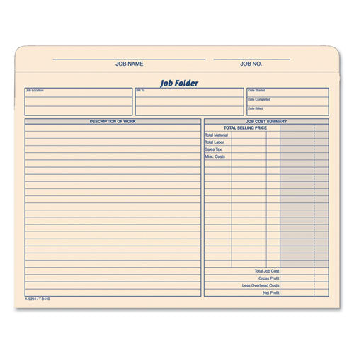 Job Folder, Straight Tab, Letter Size, Manila, 20-pack