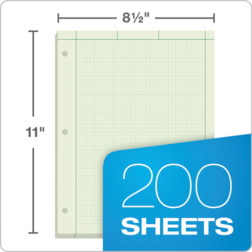 Engineering Computation Pads, 5 Sq-in Quadrille Rule, 8.5 X 11, Green Tint, 200 Sheets