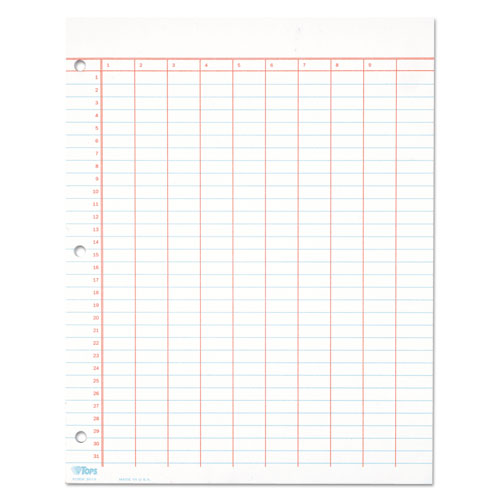 Data Pad W-numbered Column Headings, 11 X 8.5, White, 50 Sheets