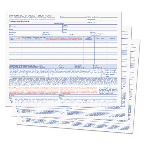 Hazardous Material Short Form, 7 X 8 1-2, Three-part Carbonless, 50 Forms