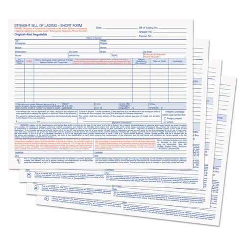 Hazardous Material Short Form, 8 1-2 X 7, Four-part Carbonless, 50 Forms