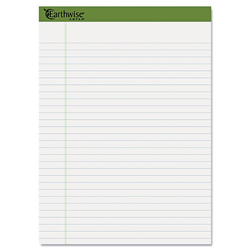 Earthwise By Oxford Recycled Pad, Legal Rule, 8.5 X 11.75, White, 40 Sheets, 4-pack