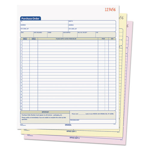 Purchase Order Book, 8 3-8 X 10 3-16, Three-part Carbonless, 50 Sets-book