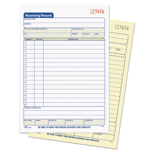 Receiving Record Book, 5 9-16 X 7 15-16, Two-part Carbonless, 50 Sets-book