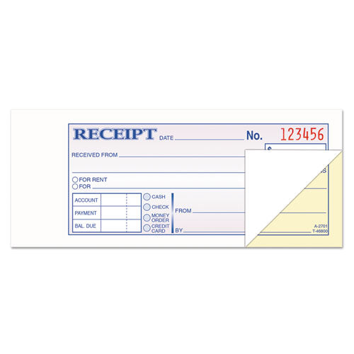 Money And Rent Receipt Books, 2-3-4 X 7-3-16, 2-part Carbonless, 100 Sets-book