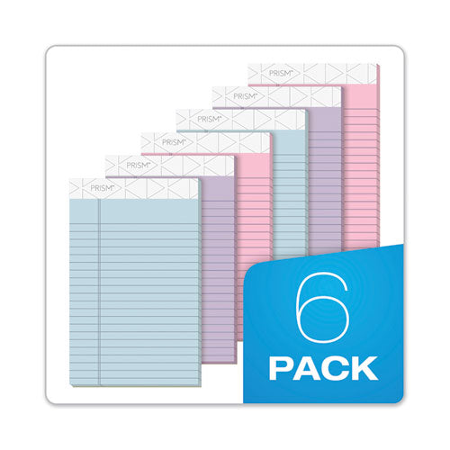 Prism + Writing Pads, Narrow Rule, 5 X 8, Assorted Pastel Sheet Colors, 50 Sheets, 6-pack