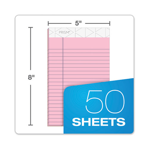 Prism + Writing Pads, Narrow Rule, 5 X 8, Assorted Pastel Sheet Colors, 50 Sheets, 6-pack