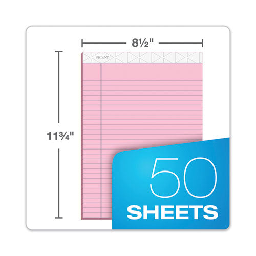 Prism + Writing Pads, Wide-legal Rule, 8.5 X 11.75, Pastel Pink, 50 Sheets, 12-pack