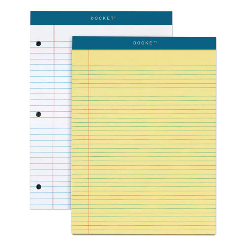 Double Docket Ruled Pads, Narrow Rule, 8.5 X 11.75, Canary, 100 Sheets, 6-pack