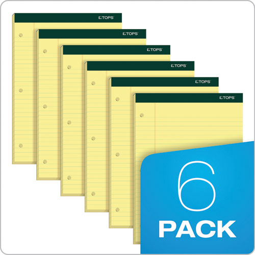 Double Docket Ruled Pads, Wide-legal Rule, 8.5 X 11.75, Canary, 100 Sheets, 6-pack