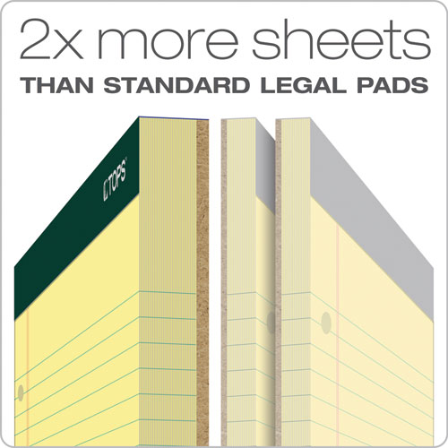 Double Docket Ruled Pads, Wide-legal Rule, 8.5 X 11.75, Canary, 100 Sheets, 6-pack