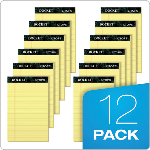 Docket Ruled Perforated Pads, Wide-legal Rule, 8.5 X 11.75, Canary, 50 Sheets, 12-pack