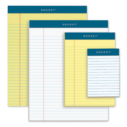 Docket Ruled Perforated Pads, Wide-legal Rule, 8.5 X 11.75, Canary, 50 Sheets, 6-pack