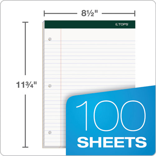 Double Docket Ruled Pads, Wide-legal Rule, 8.5 X 11.75, White, 100 Sheets, 6-pack