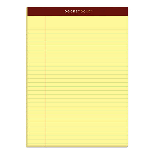 Docket Gold Ruled Perforated Pads, Wide-legal Rule, 8.5 X 11.75, Canary, 50 Sheets, 12-pack